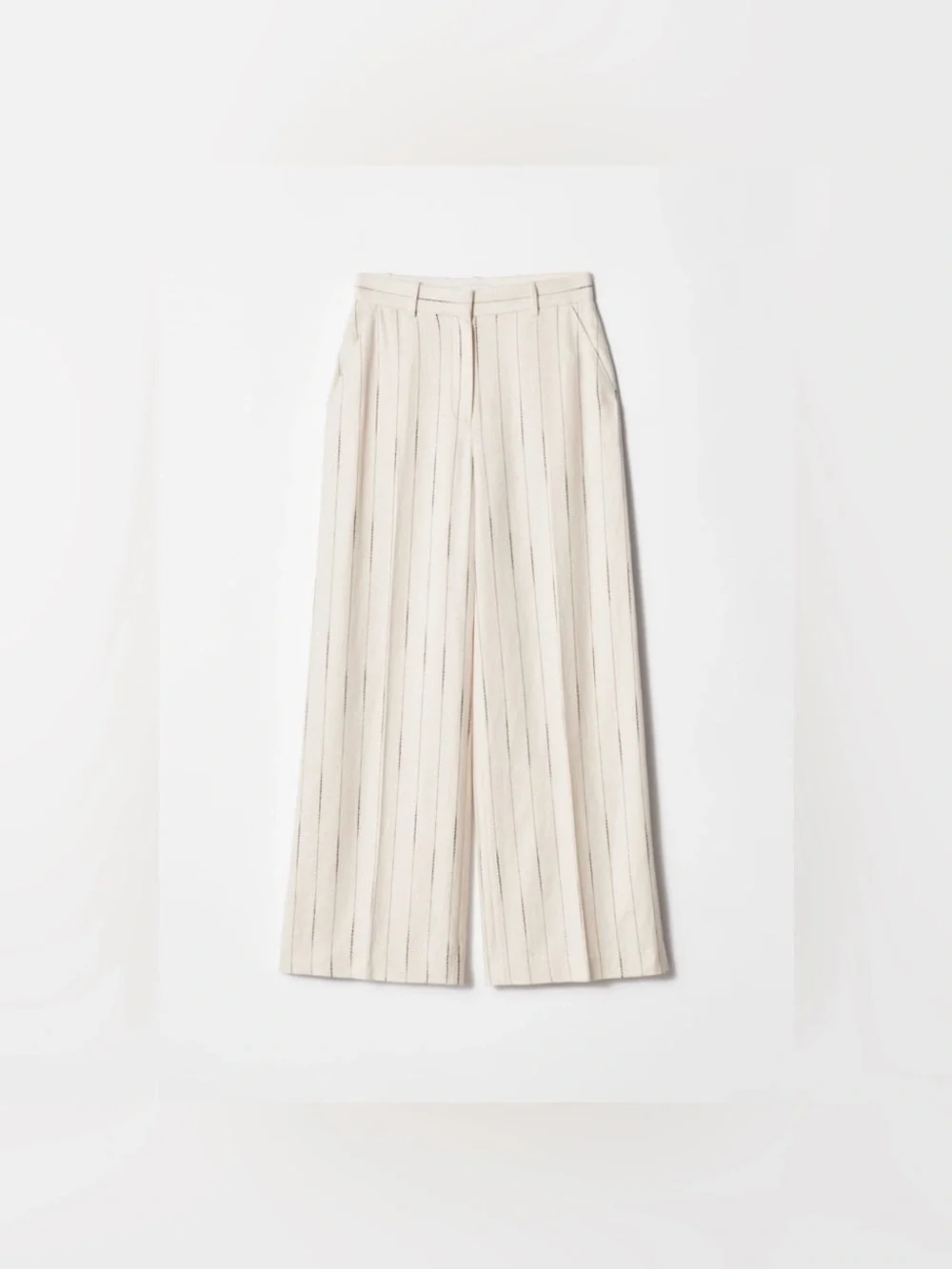 NWT H&M Studio Linen Blend Pinstripe Wide-Leg Trousers size 6